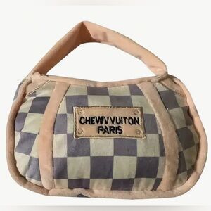 Chewy Vuitton Paris Fashion Checkered Dog Toy
